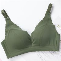 薄款无痕文胸防下垂小胸聚拢胸罩无钢圈少女内衣学生韩版内裤套装 绿色 32A/70A