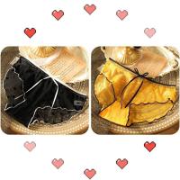 爱心甜甜圈 可爱爆棚日系木耳边小清新少女网纱柔软中低腰女内裤 黑色+黄色 M 80-100斤