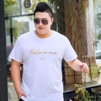 夏季胖子短袖T恤男大码宽松圆领加肥加大男装体恤肥仔特大号半袖 白色 EAT款 M 建议体重115-132斤