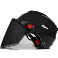 电动头盔灰女夏季男孩电瓶儿童安全帽卡通小女孩可爱哈雷四季半盔 黑色普通款(成人均码)防晒长镜片