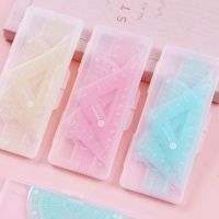 尺子套装少女心学生可爱韩版直尺三角尺量角器四件套 少女粉[盒装] 送2个赠品修正带(发1套共6件)