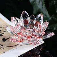 供佛高脚水晶莲花七彩酥油灯座 莲花烛台莲花灯座佛供灯摆件 红色烛台