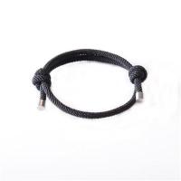 潮牌饰品简约编织手绳男女款学生情侣手工手链礼物一对不锈钢调节 黑色大绳 可调节