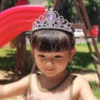 儿童头箍 冰雪奇缘苏菲亚白雪学生蓝色塑料皇冠头饰发饰公主王冠 紫色皇冠