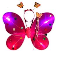 六一儿童幼儿园表演节目发光蝴蝶翅膀小女孩背带饰品生日礼物玩具 单层不发光三件套[颜色随机]