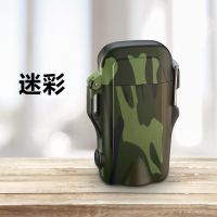 多功能防水打火机迷你便携带LED强光手电筒USB可充电超亮户外家用 迷彩电弧手电筒
