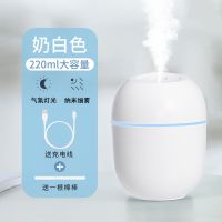 加湿器家用卧室迷你大雾容量空气学生静音usb办公室喷雾车载香薰 奶白色[标准版] 单机[配一根棉棒]