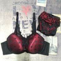 2套装 [薄利利]少女内衣文胸套装小胸聚拢调整性感抹胸胸罩 酒红 32/70A