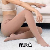 深肤色加绒加厚打底裤女款秋冬季单层一体连裤袜外穿光腿肉色神器 深肤色[秋冬季加绒] 260克薄绒连袜[80斤-165斤]