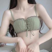 单件/套装 无肩带内衣女聚拢防滑学生裹胸小胸薄款无钢圈抹胸文胸 仙踪绿[单件] 32/70 AB通杯