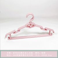 可伸缩衣架卧室挂衣衣架裤夹套装连挂带夹子防滑多功能汉服衣裤架 055叠挂衣架--粉色--5支装