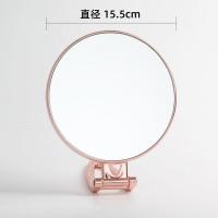 便携双面梳妆镜子化妆镜可放大15倍折叠放包里 普通款双面平镜 金色-椭圆