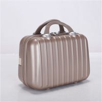 复古14寸手提化妆箱女婚嫁化妆包小便携式可爱韩版学生旅行箱子 香槟金[贝壳款]