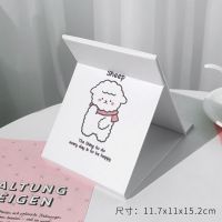 桌面台式折叠化妆镜ins少女心可爱学生宿舍小号便携镜子带收纳盒 白底围巾绵羊小（不带收纳）