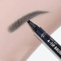 四叉眉笔韩国彩妆防水防汗不掉色半永久防真画眉笔女 2号深棕[特价无赠品]