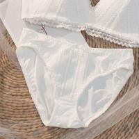 内衣女薄款大胸显小学生少女无钢圈收副乳防下垂三角杯蕾丝文胸罩 同款内裤 32/70AB[舒适透气]