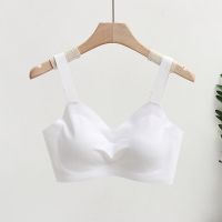 素肌果冻条一片式文胸薄款胸罩简约无痕无钢圈内衣女小胸聚拢bra 白色 M (80-120斤)34-36AB