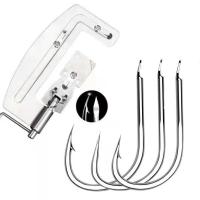 手动新型快速绑钩神器不锈钢绑钩器快速拴够钩子线双钩打结器 银色鬼牙伊势尼[35枚]+绑钩器 1号