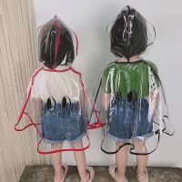 韩国儿童2020夏男女宝宝幼儿园雨披小孩可爱斗篷式透明雨衣四季款 红色 XL(120码)