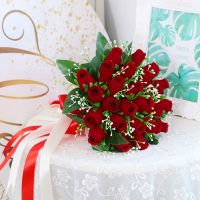 新娘手捧花束结婚花球婚纱照拍摄道具伴娘婚礼韩式仿真玫瑰手捧花 红红火火27朵