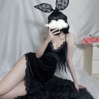 性感睡衣女2020新款秋冬丝绒极度诱惑露背私房吊带睡裙家居服春秋 黑色 S 【80—100斤】