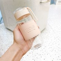 简约泡茶玻璃杯韩版ins便携带茶隔水杯清新防烫便携耐高温随手杯 340ML玻璃杯[无茶隔款]-粉色 单杯