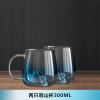 凉水壶大容量冷水壶蓝色耐热玻璃泡茶壶花茶壶观山凉水壶 观山杯2只