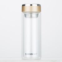 双层玻璃杯加厚耐热茶杯大容量玻璃杯喝水杯子耐高温办公杯男女士 香橙金 300ml