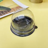 2021中秋新款单个圆形月饼托烘焙打包吸塑盒底托蛋黄酥盒子包装礼 黑色圆形盒 50只