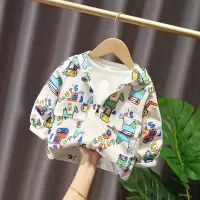 男女童外套春秋童装小童韩版拉链帽衫2021新款婴儿童宝宝洋气夹克 白色 春秋款偏小一码 80