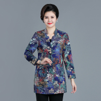 加绒中老年女装秋装新民族风风衣中长款修身妈妈装大气外套女复古 1号色 XL