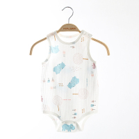 婴儿衣服背心包屁哈衣夏季宝宝夏装无袖超薄透气连体衣新生儿衣服 河马乐园 59cm