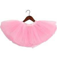 女童练功服分体半身裙芭蕾舞裙公主蓬蓬沙裙表演服短裙儿童舞蹈裙 粉红色四层纱半身裙 100cm