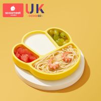 宝宝餐盘吸盘式婴儿童硅胶吸管碗分格盘卡通学吃饭训练勺餐具套装 瓦米纳黄猫爪餐盘