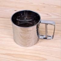 烘焙工具 大号3层手压式不锈钢粉筛杯 面粉筛 厨房工具杯式面粉筛 [单层小号]手持面粉杯