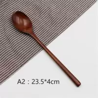勺子实木长柄日韩式饭勺汤匙缠线创意儿童木木质餐具搅拌 A2