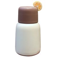 304不锈钢儿童吸管保温杯简约可爱ins大容量水杯带吸管小学生水壶 柠檬SG-250白色 :杯刷+吸管刷+DIY贴纸