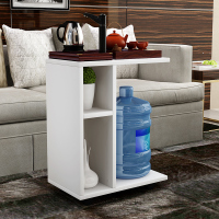 创意简约小户型可移动小茶几客厅边几沙发边桌多功能功夫茶桌带轮 高端暖白色 活动款40长20宽48高拍前看尺寸