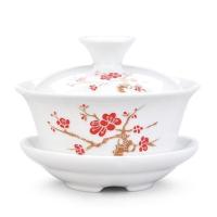澜扬盖碗茶杯茶碗茶具泡茶杯陶瓷三才德化白瓷青花瓷带盖家用简约 傲骨梅花盖碗(玉)