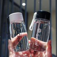 韩版透明带提手耐热塑料杯女学生天气水瓶男便携水杯创意潮流杯子 图案随机一个 380ml