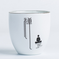 功夫茶具茶杯单杯品茗杯大号白瓷主人杯创意普洱茶杯个人杯陶瓷 禅