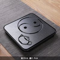 家用简约功夫茶具茶盘套装迷你储水密胺干泡小茶台日式竹制茶托盘 黑色太极盘(20*20cm)