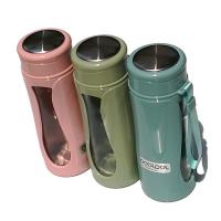 加厚玻璃水杯女神补水神器轻巧耐摔碰不烫手家用双层杯子便携密封 颜色随机 300mlA019