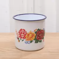 怀旧搪瓷杯子结婚喜字搪瓷缸子茶缸带盖喝水杯子老式语录缸子 喜字杯[无盖]花色随机 8cm
