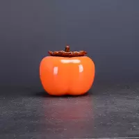 创意柿子茶叶罐陶瓷摆件家用大号密封罐存储防罐婚庆伴手礼礼盒装 新小号柿子茶叶罐(铁观音约50克装)