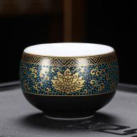 古典陶瓷茶杯创意家用功夫茶具品茗杯单杯黑色中式复古小号杯子 富贵满堂古典罗汉杯（1个）