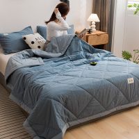 无印良品夏凉被双人空调被水洗棉被子单人夏季宿舍春秋被薄夏被 蓝小格-无印良品-WYLP 80X100cm午休被