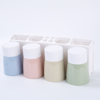 欧潮精品牙刷杯刷牙架套装挤牙膏器置物架免打孔吸壁式牙具座 不带自动挤牙膏器 二口