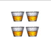 玻璃茶具套装家用锤纹手作冰露茶具公道杯办公室会客透明小茶杯 冰露品杯2只 无金边