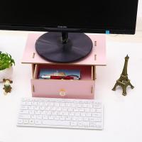 显示器增高架抽屉式整理收纳架子大抽屉收纳盒键盘收纳架多功能托 粉红色 500+笔筒手机架